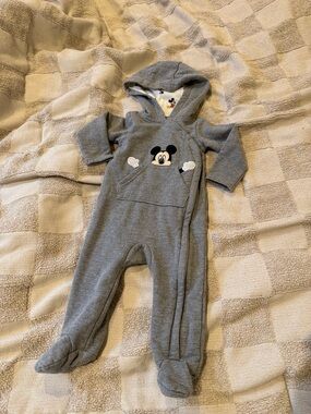 Mickey Mouse Gray Hooded One-Piece for Kids 6-9 months